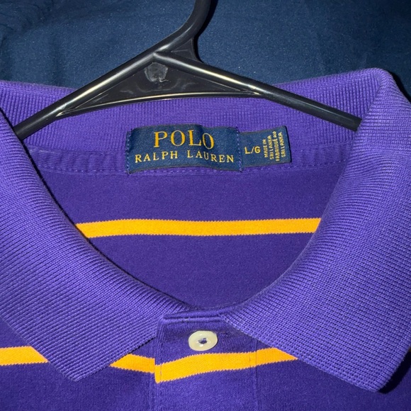 Polo by Ralph Lauren Men's Purple and Orange Striped Polo - Picture 2 of 3